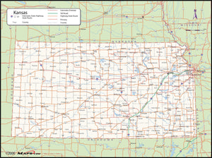 Kansas County Wall Map