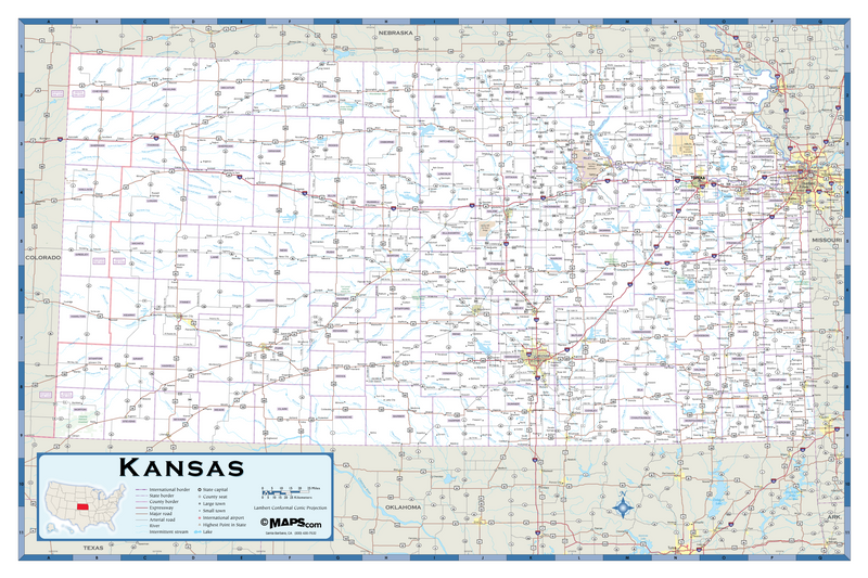 Kansas Highway Wall Map Maps.com