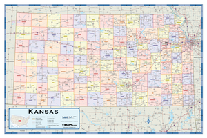 Kansas Counties Wall Map