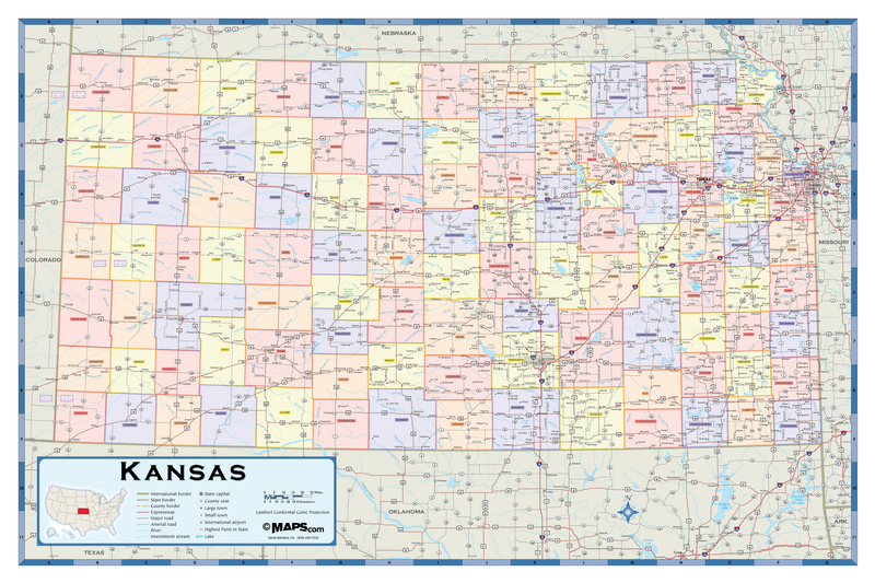Kansas Counties Wall Map Maps.com
