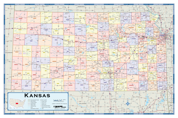 Kansas Counties Wall Map Maps.com