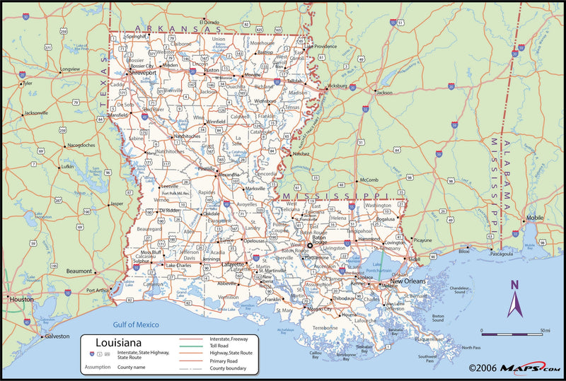 Louisiana County Wall Map Maps.com