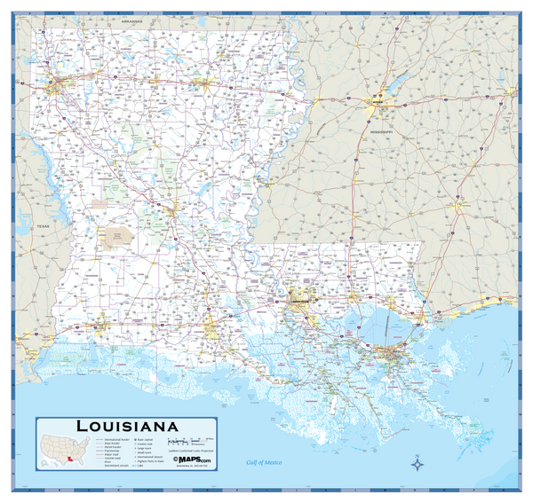 Louisiana Highway Wall Map Maps.com