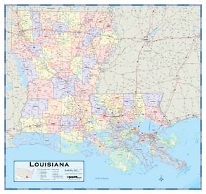 Louisiana Parishes (Counties) Wall Map