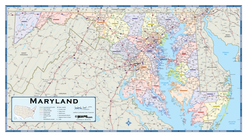 Maryland Counties Wall Map Maps.com