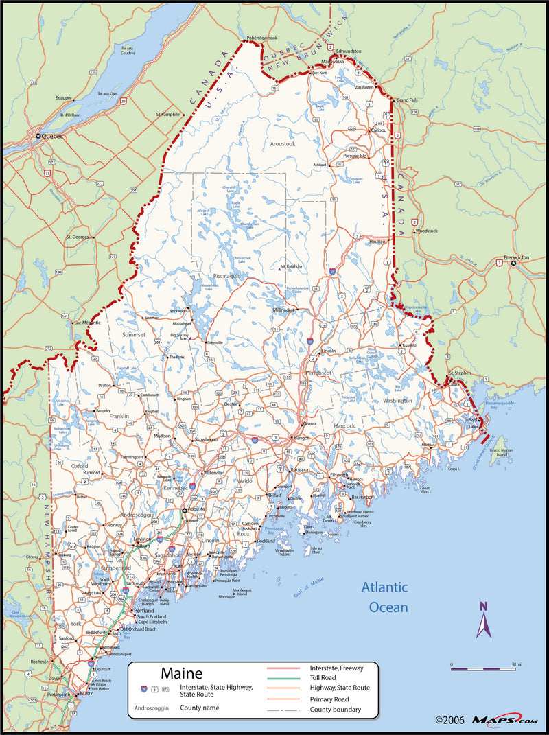 Maine County Wall Map Maps.com