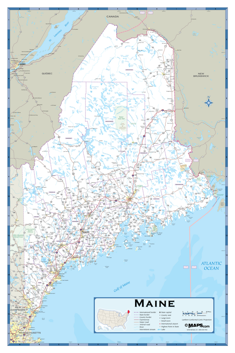 Maine Highway Wall Map Maps.com