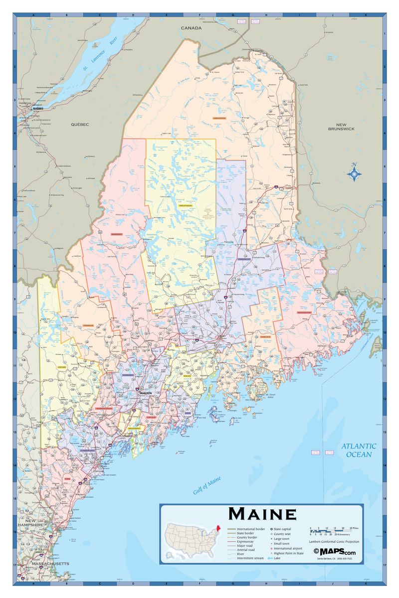 Maine Counties Wall Map Maps.com