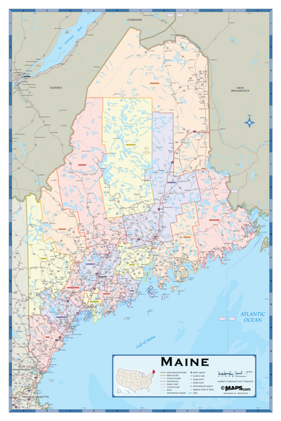 Maine Counties Wall Map Maps.com