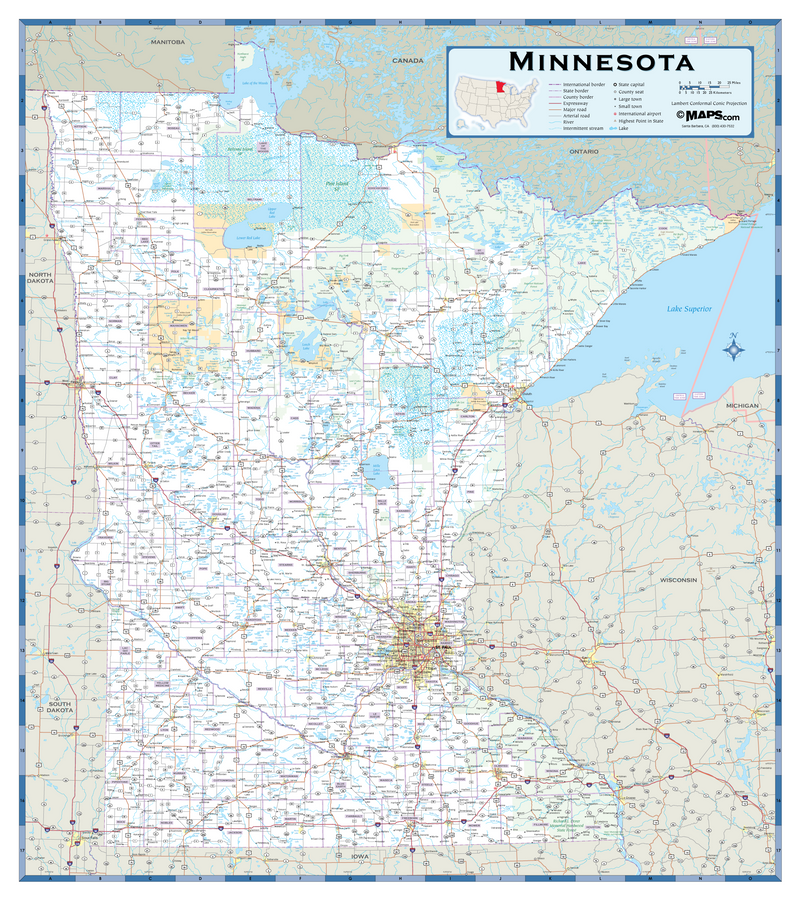 Minnesota Highway Wall Map Maps.com