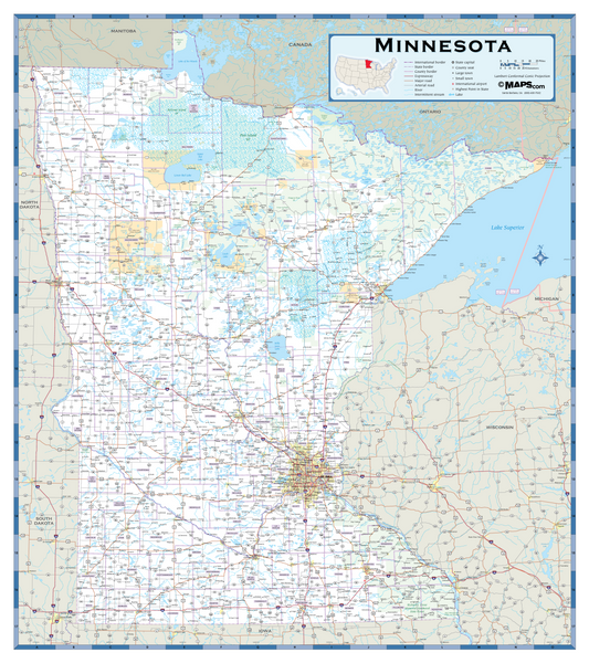 Minnesota Highway Wall Map Maps.com