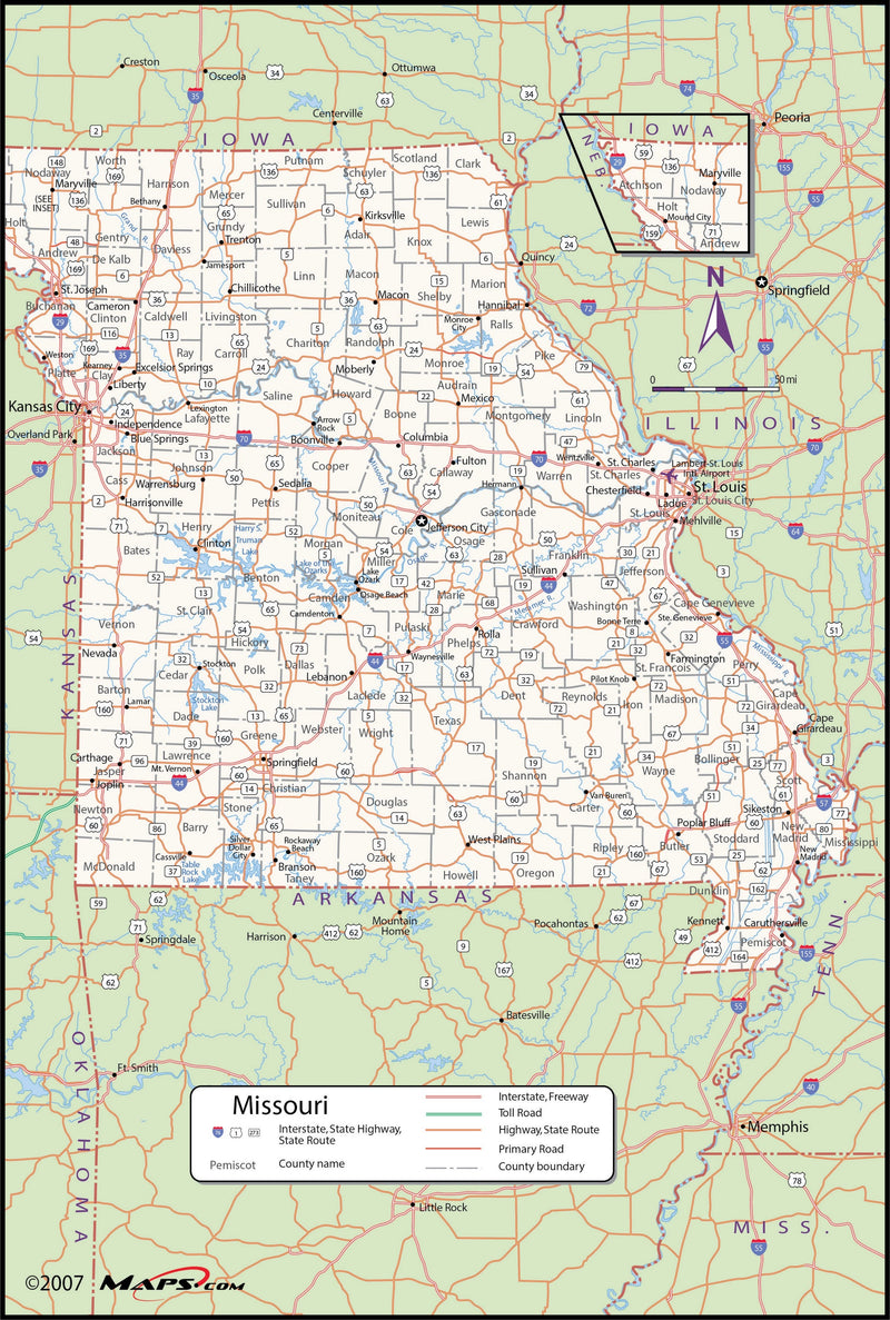 Missouri County Wall Map Maps.com