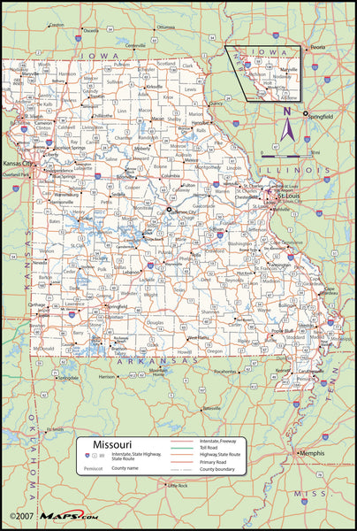 Missouri County Wall Map Maps.com
