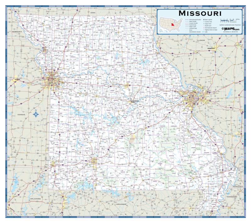 Missouri Highway Wall Map Maps.com