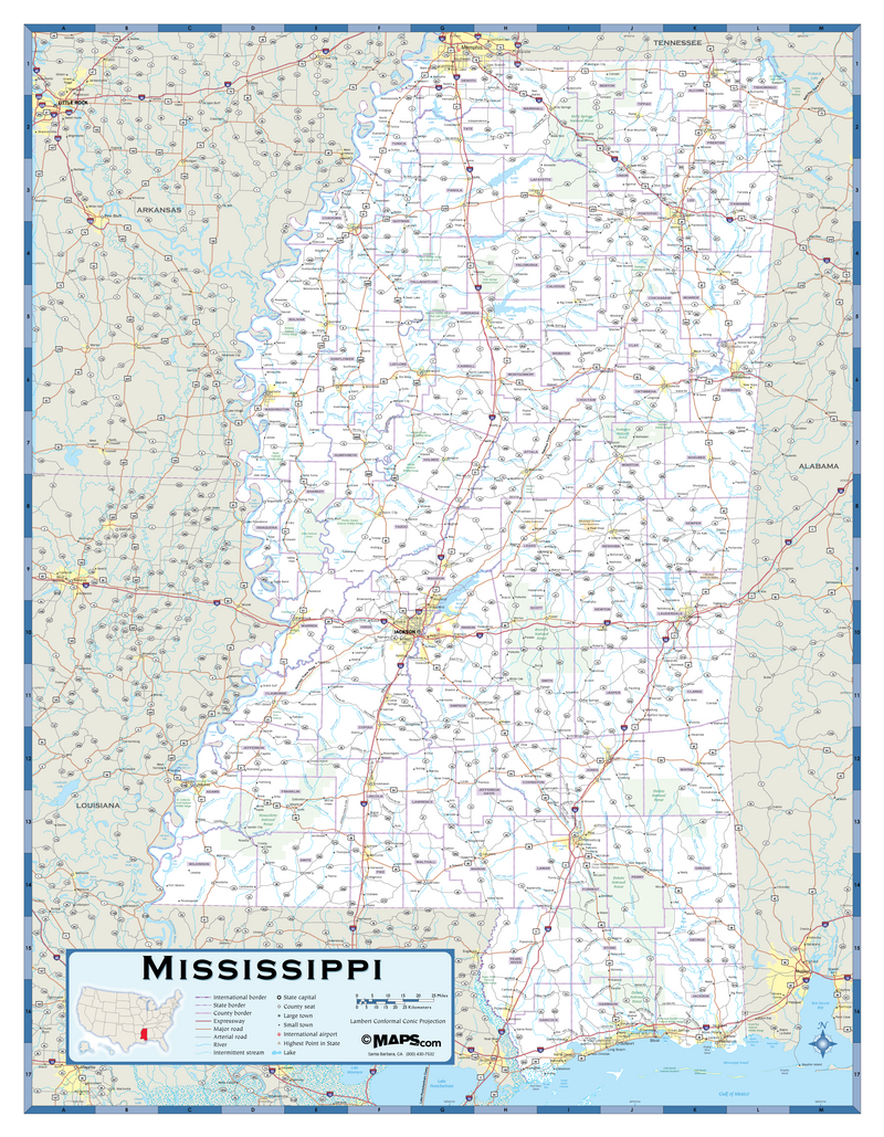Mississippi Highway Wall Map Maps.com