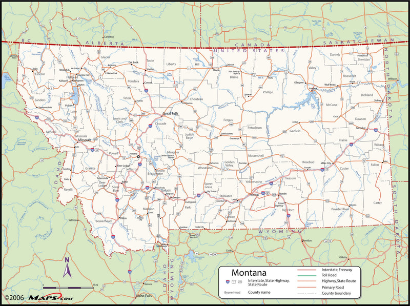 Montana County Wall Map Maps.com