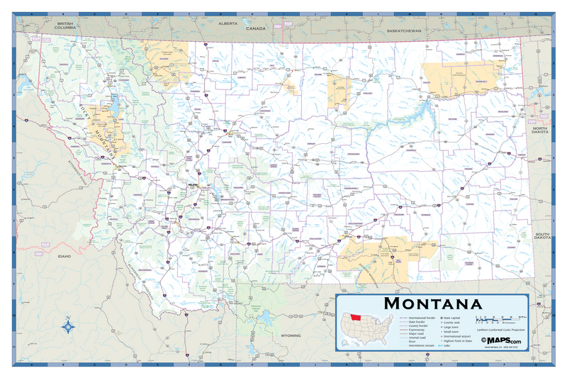 Montana Highway Wall Map Maps.com
