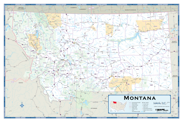 Montana Highway Wall Map Maps.com