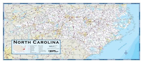 North Carolina Highway Wall Map Maps.com