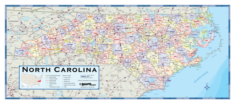 North Carolina Counties Wall Map Maps.com