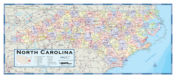 North Carolina Counties Wall Map Maps.com