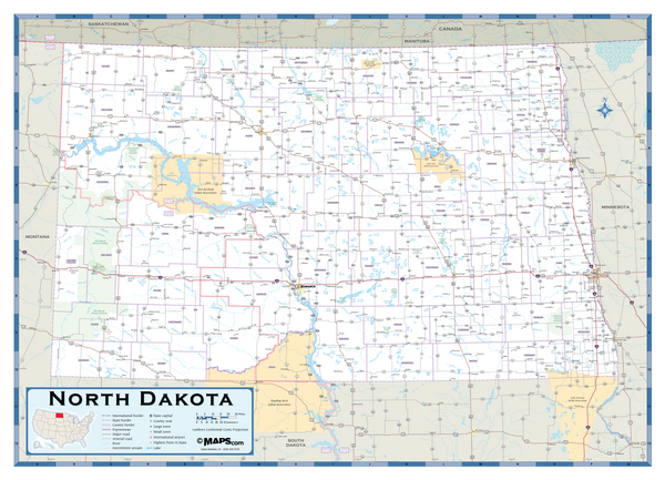 North Dakota Highway Wall Map Maps.com