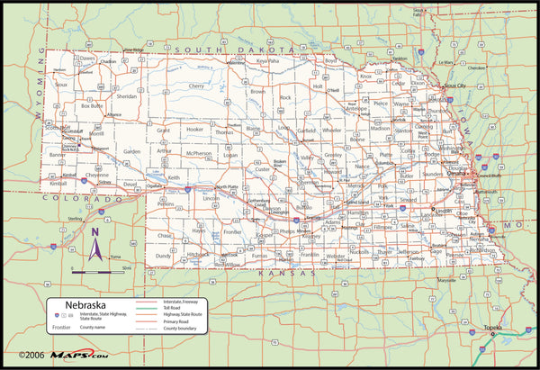 Nebraska County Wall Map Maps.com