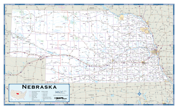 Nebraska Highway Wall Map Maps.com
