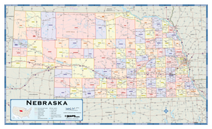 Nebraska Counties Wall Map