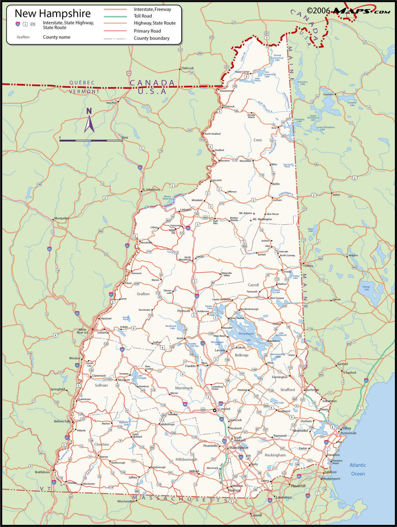 New Hampshire County Wall Map Maps.com