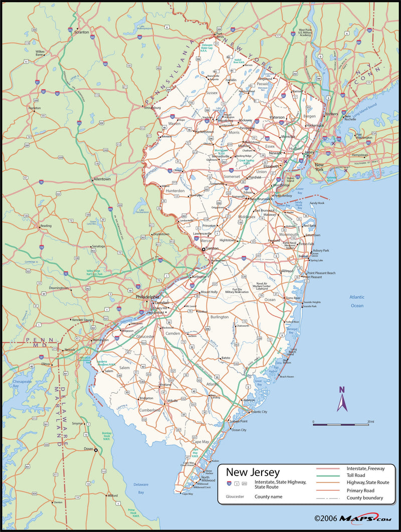 New Jersey County Wall Map Maps.com