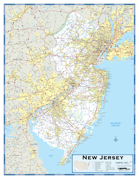 New Jersey Highway Wall Map Maps.com