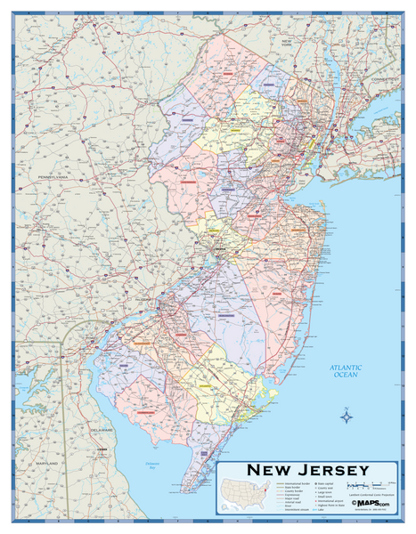 New Jersey Counties Wall Map Maps.com