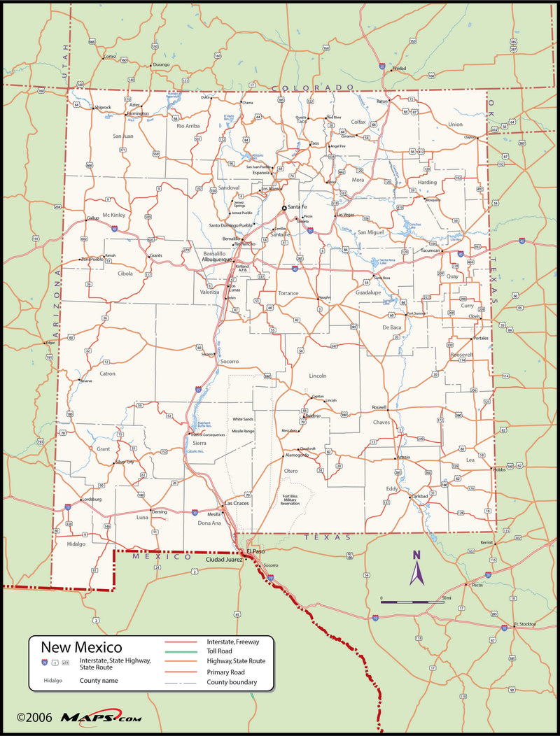 New Mexico County Wall Map Maps.com