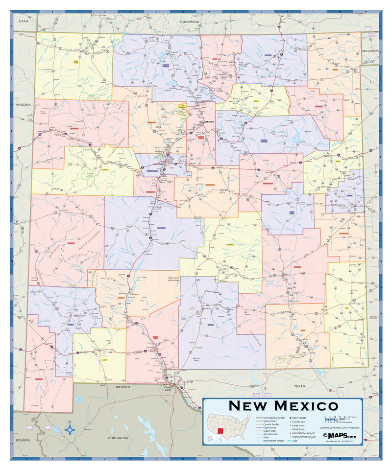 New Mexico Counties Wall Map Maps.com