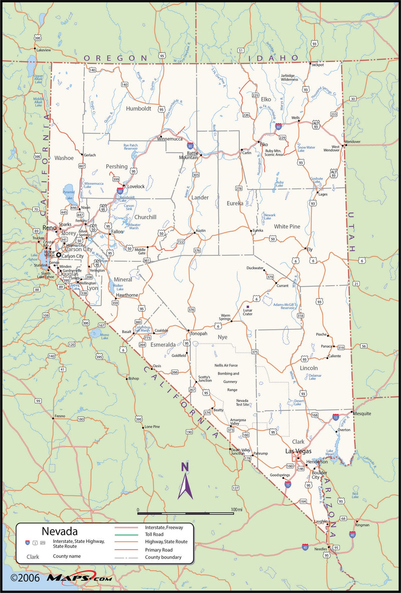 Nevada County Wall Map Maps.com