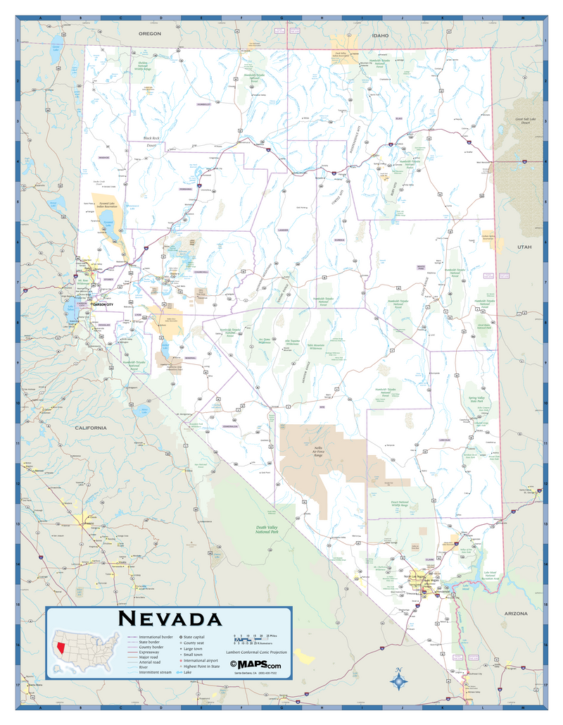 Nevada Highway Wall Map Maps.com