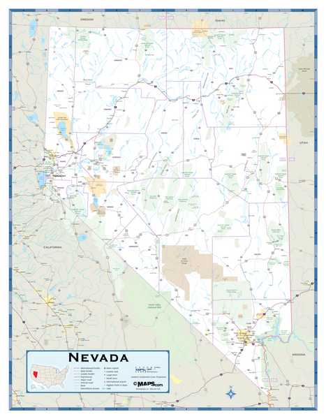 Nevada Highway Wall Map Maps.com