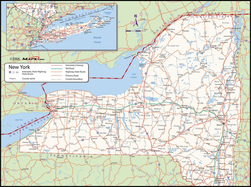 New York County Wall Map Maps.com