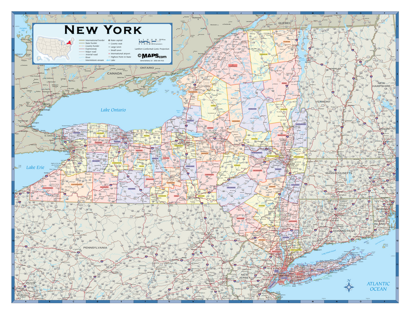 New York Counties Wall Map Maps.com