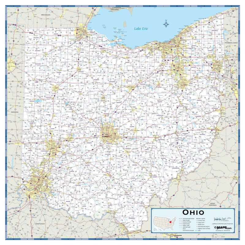 Ohio Highway Wall Map Maps.com