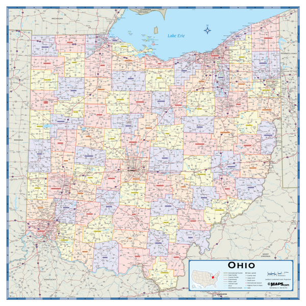 Ohio Counties Wall Map Maps.com