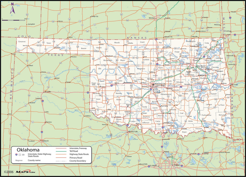 Oklahoma County Wall Map Maps.com