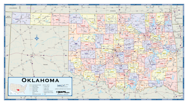Oklahoma Counties Wall Map Maps.com