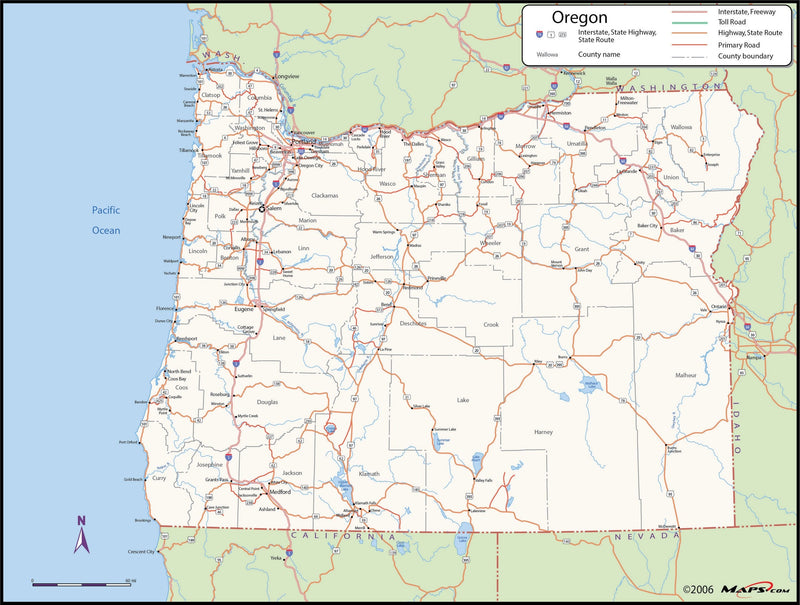 Oregon County Wall Map Maps.com