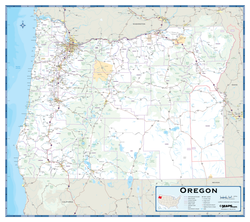 Oregon Highway Wall Map Maps.com