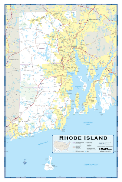 Rhode Island Highway Wall Map Maps.com