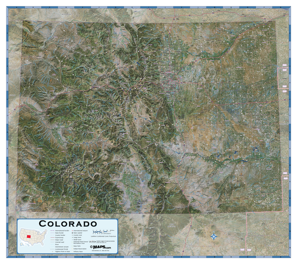 Colorado Satellite Wall Map | Map Geek.com