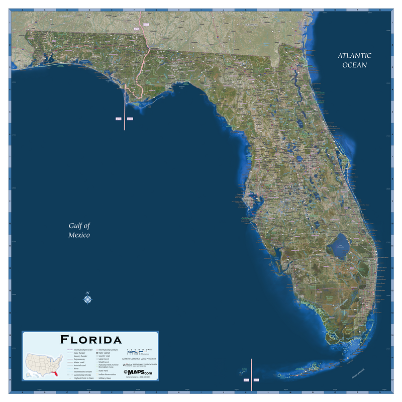 Florida Satellite Wall Map Maps.com