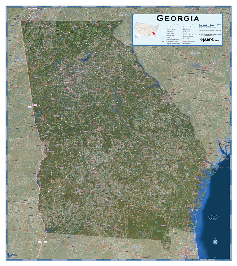 Georgia Satellite Wall Map Maps.com